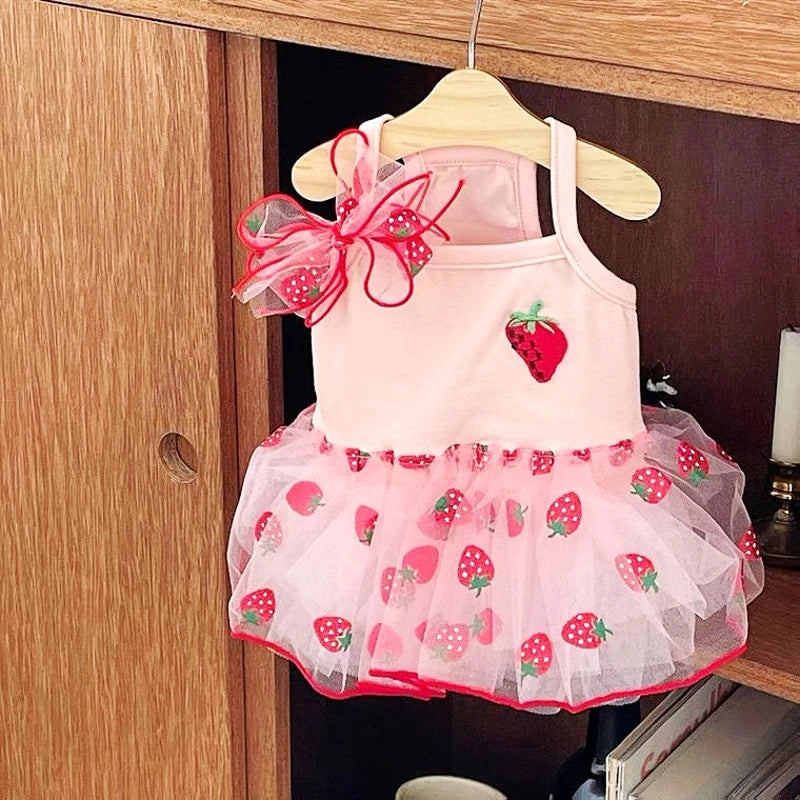 Luxury Dog Clothes Dog Sunflower Dress Summer Dog Costumes Pet Bow Lace Dog Skirt Chihuahua Bichon Kitten Apparel Puppy Clothing