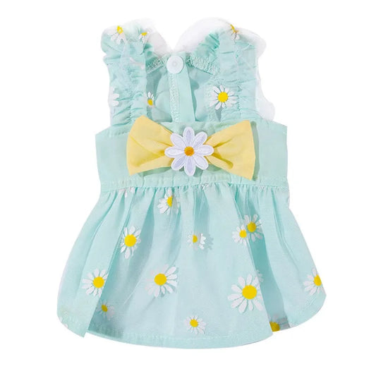 Luxury Dog Clothes Dog Sunflower Dress Summer Dog Costumes Pet Bow Lace Dog Skirt Chihuahua Bichon Kitten Apparel Puppy Clothing